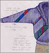 Pullover sketch of the artist, designed in diagonal-knitting-technique, 1981 (watercolour and gouache on paper, 19 x 28,5 cm).