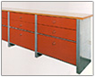 Office shelves Tabeo-Lambert-Objekt, sheet steel and board, 1989-1992