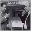 André Thomkins with Dieter Roth at a vernissage. Villingen, 22.09.1967