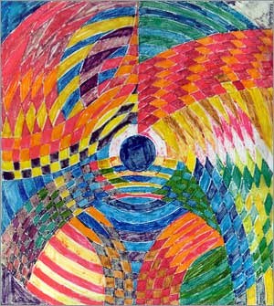 ohne Titel, 1969/70. Farbstift auf Papier, 15,5 x 13,9 cm